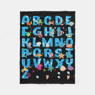Cute Sea Animals Funny Alphabet Summer Abcs Back T Fleece Blanket