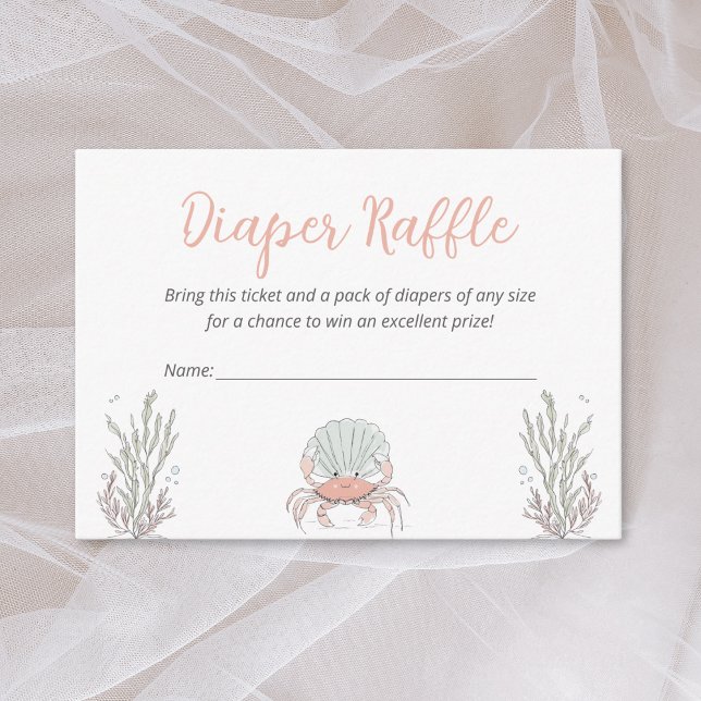 Cute Sea Coastal Crab Baby Shower Diaper Raffle Enclosure Card (Creator Uploaded)