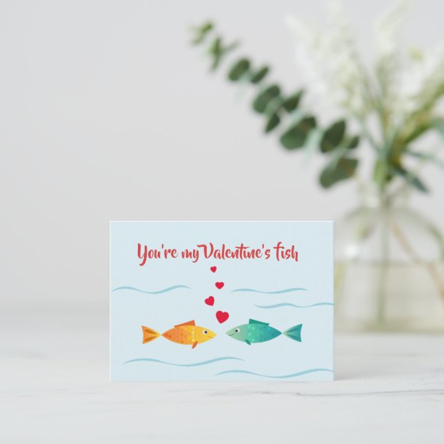 Cute sea fish in love card (Standing Front)