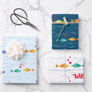  Cute sea fish in love Wrapping Paper Sheet