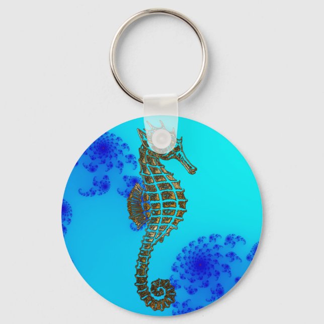 Cute Sea Horse Marine Animal Gift Key Ring (Front)