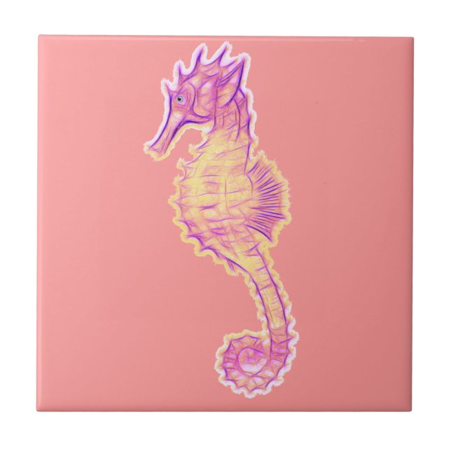 Cute Sea Horse Marine Animal Gift Tile (Front)