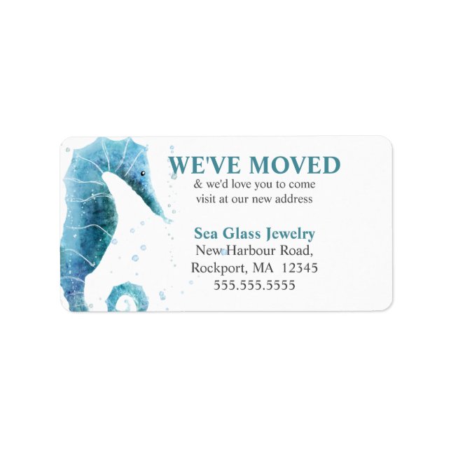 Cute Sea Horse | Moving Announcement Label (Front)
