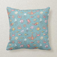 Cute Sea Life Ocean Animals Whimsical Pattern Teal