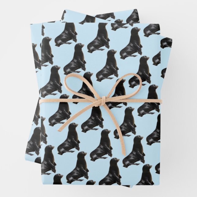 Cute Sea Lion Wrapping Paper Sheets (In situ)