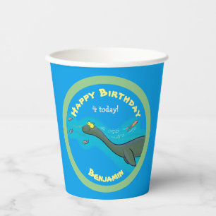 Cute sea monster cartoon illustration paper cups