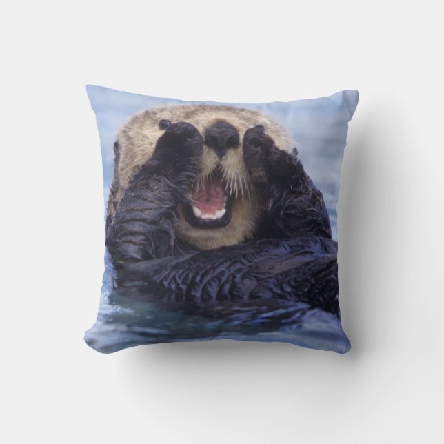 Cute Sea Otter | Alaska, USA Cushion (Front)