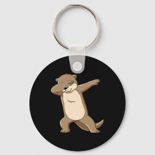 Cute Sea Otter Dancing Kids Women Mens Key Ring