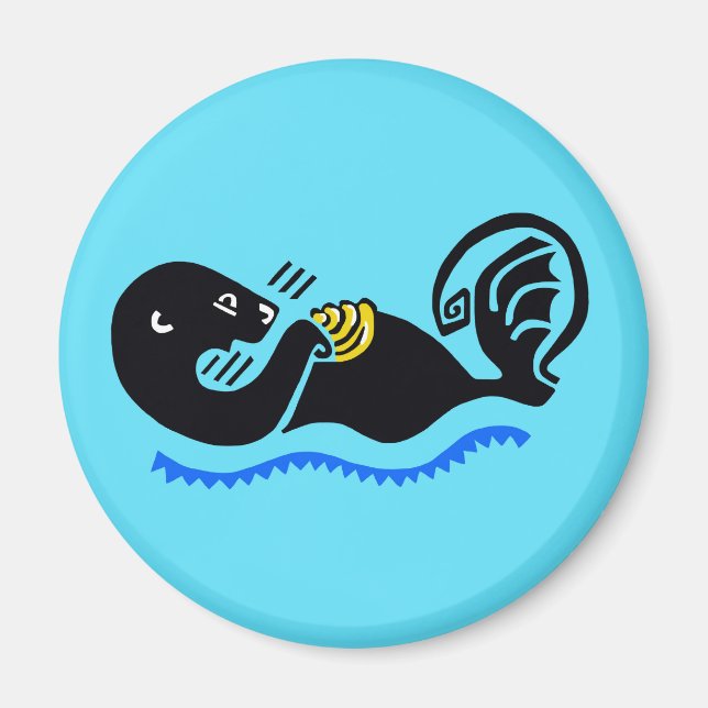 Cute Sea OTTER-Endangered animal - Wildlife - Blue Magnet (Front)