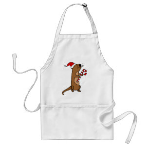 Cute Sea Otter in Santa Hat Christmas Cartoon Standard Apron