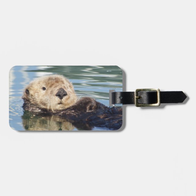 Cute sea otter luggage tag (Front Horizontal)