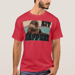 Cute sea otter retro vintage otter otter motif  -  T-Shirt