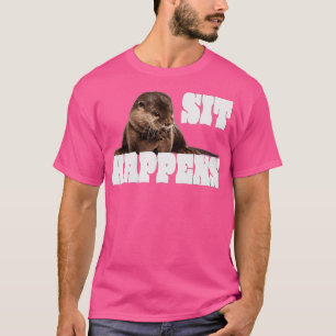 Cute sea otter retro vintage otter otter motif  -  T-Shirt