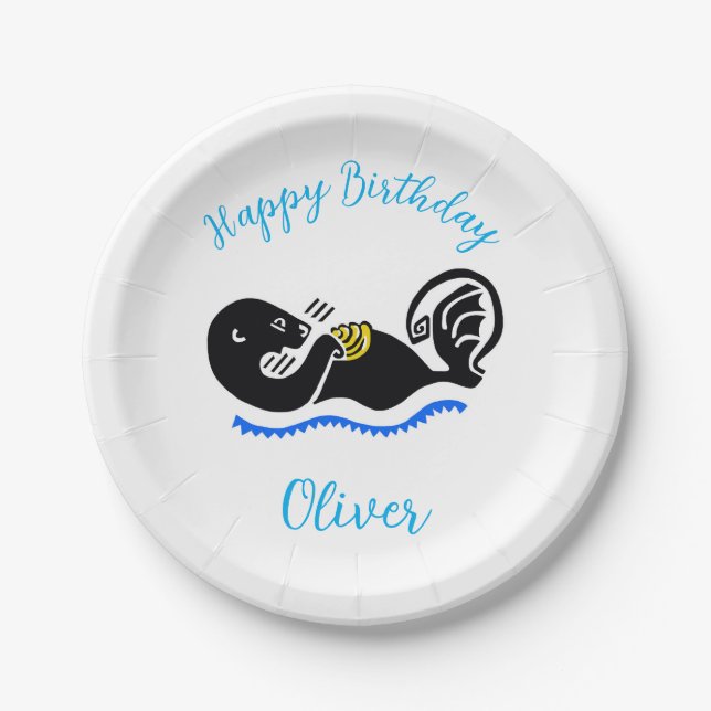 Cute Sea OTTER - Wildlife - Ocean -  party Paper Plate (Front)