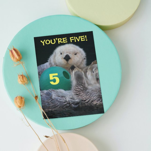 Cute Sea Otters Child's Birthday Card (In Situ)