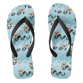 Cute Sea Otters Riding the Waves Jandals