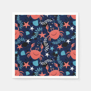Cute sea pattern with crabs. napkin
