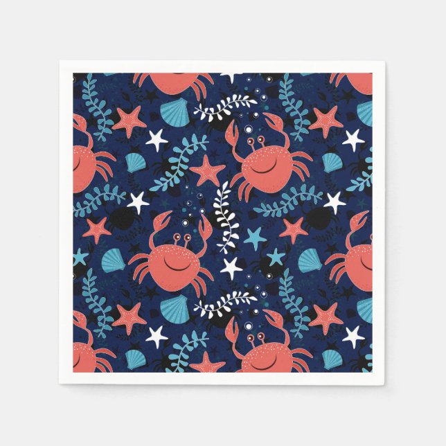 Cute sea pattern with crabs. napkin (Front)