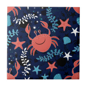 Cute sea pattern with crabs. tile
