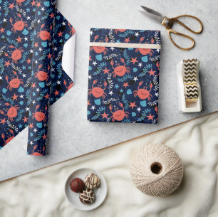 Cute sea pattern with crabs. wrapping paper