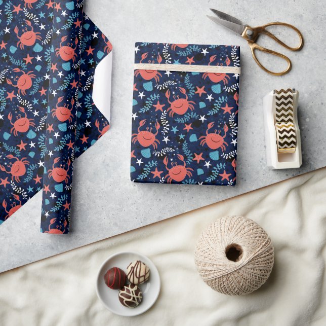 Cute sea pattern with crabs. wrapping paper (Crafts)