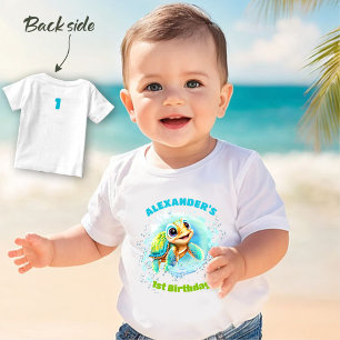 Cute Sea Turtle 1st Birthday Boy Baby T-shirt