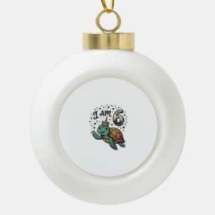 Cute Sea Turtle 6th Birthday Vintage Shirt Design_ Ceramic Ball Christmas Ornament