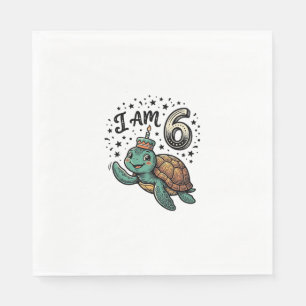 Cute Sea Turtle 6th Birthday Vintage Shirt Design_ Napkin