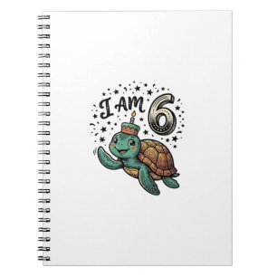 Cute Sea Turtle 6th Birthday Vintage Shirt Design_ Notebook
