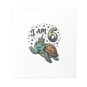 Cute Sea Turtle 6th Birthday Vintage Shirt Design_ Notepad