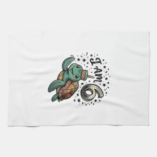 Cute Sea Turtle 6th Birthday Vintage Shirt Design_ Tea Towel