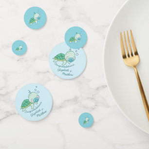 Cute Sea Turtle Baby Shower Kawaii Blue Boy Confetti
