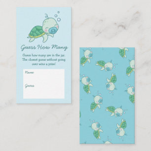 Cute Sea Turtle Baby Shower Kawaii Guess How Many  Enclosure Card