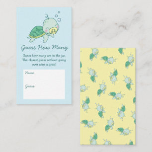 Cute Sea Turtle Baby Shower Kawaii Guess How Many Enclosure Card