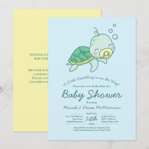 Cute Sea Turtle Baby Shower Kawaii Invitation