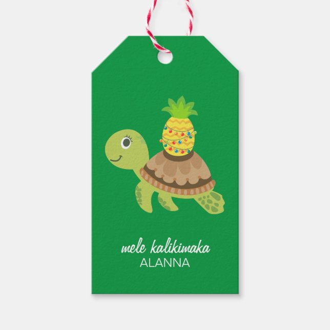 Cute Sea Turtle Christmas Gift Tags (Front)