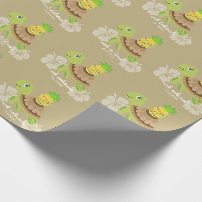 Cute Sea Turtle Christmas Wrapping Paper (Corner)