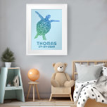 Cute Sea Turtle CUSTOM BABY NAME BIRTHDAY Art Poster<br><div class="desc">I hope you like this fun art! Add a name or your own text to customise it by clicking "personalise" above. You can change the text, font, colours and background colour too. Select the print size using the drop down menu above, and you can click the “edit design” button to...</div>