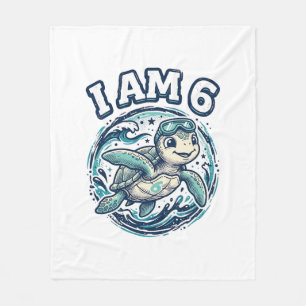 Cute Sea Turtle I Am 6 Birthday Vintage Shirt Desi Fleece Blanket