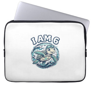 Cute Sea Turtle I Am 6 Birthday Vintage Shirt Desi Laptop Sleeve