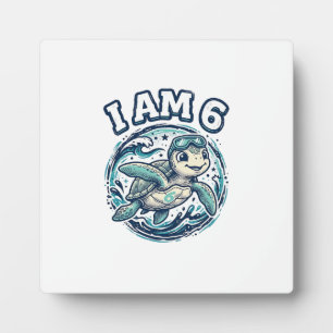 Cute Sea Turtle I Am 6 Birthday Vintage Shirt Desi Plaque