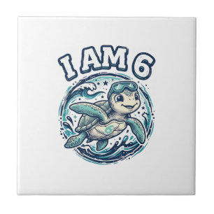 Cute Sea Turtle I Am 6 Birthday Vintage Shirt Desi Tile