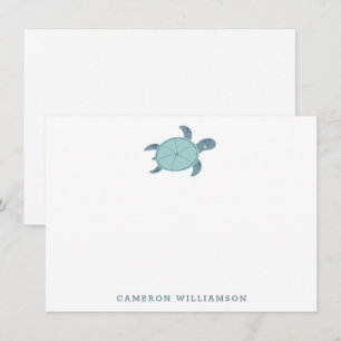Cute Sea Turtle in Blue Personalised Stationery Thank You Card