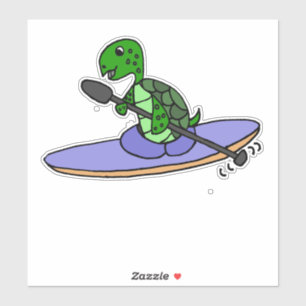 Cute Sea Turtle Kayaking Cartoon