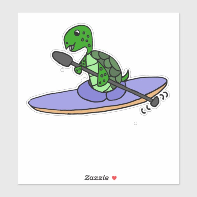 Cute Sea Turtle Kayaking Cartoon (Sheet)