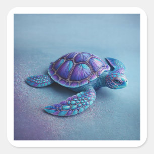 Cute Sea Turtle  – Minimal Ocean Animal Art Square Sticker
