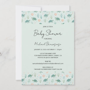 Cute Sea Turtle Ocean Baby Shower Invitation