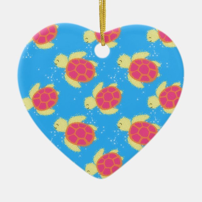 Cute Sea Turtle Pattern Ceramic Tree Decoration (Front)