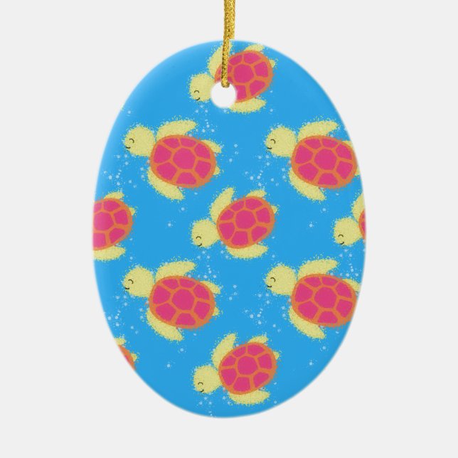 Cute Sea Turtle Pattern Ceramic Tree Decoration (Front)