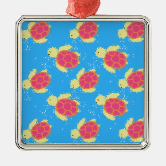 Cute Sea Turtle Pattern Metal Tree Decoration (Front)